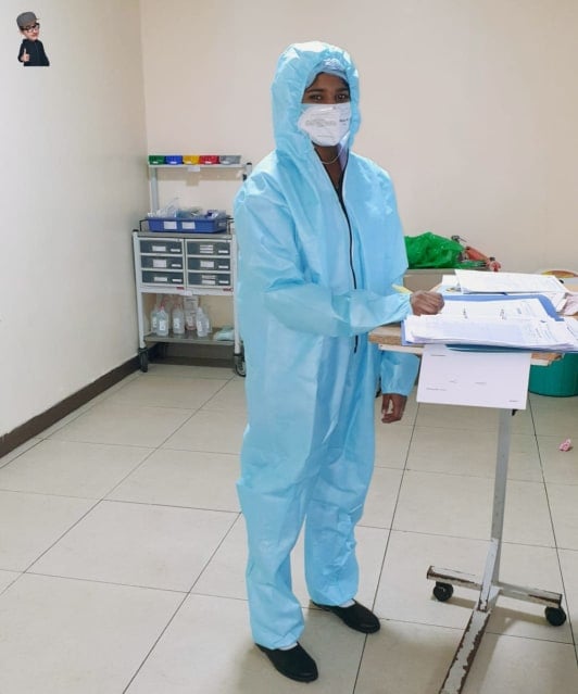 One of RTUs nursing students in PPE at the hospital where she is training.